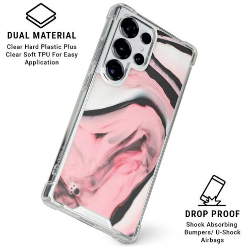 Pink Marble Ink Galaxy S25 Ultra Clear Case